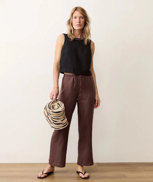 Linen Drawstring Pant - Marine Layer - Chocolate
