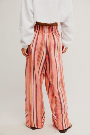 Days End Linen Striped Pull-On Pants