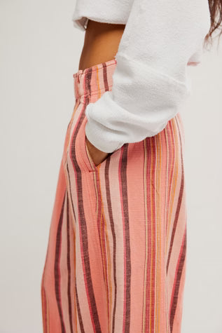 Days End Linen Striped Pull-On Pants