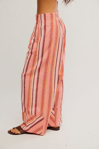 Days End Linen Striped Pull-On Pants
