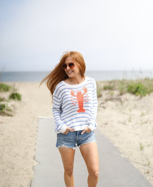 Lobster Striped Crew - Wooden Ships - Breaker White