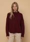Lucretia Funnel Neck Solid Pullover - RD Style - Deep Burgundy