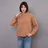Lucretia Funnel Neck Stripe Pullover - RD Style - Mocha Stripe