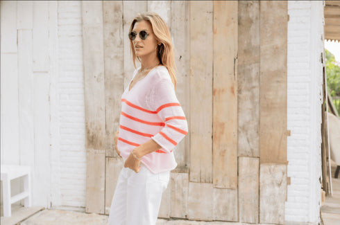 Margot Sweater - Wooden Ships - Pink/Sunset