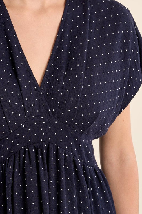 Mariah Polka Dot Midi - Molly Bracken - Navy Blue