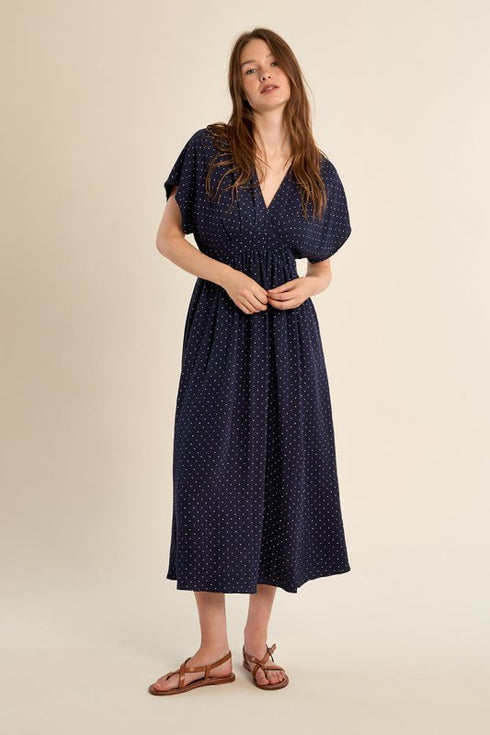 Mariah Polka Dot Midi - Molly Bracken - Navy Blue