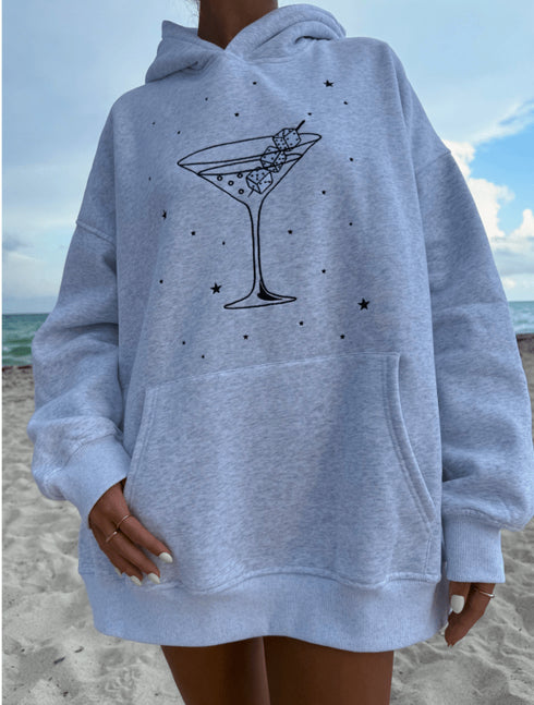 Martini Dice Embroidered Hoodie - Sunkissed Coconut - Gray