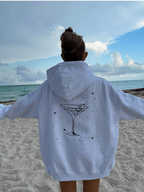 Martini Dice Embroidered Hoodie - Sunkissed Coconut - Gray