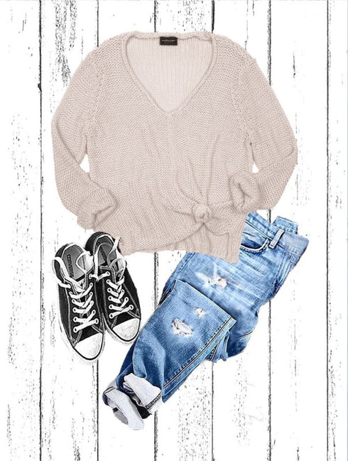 Maui Cotton V-Neck Sweater - Wooden Ships - Khaki