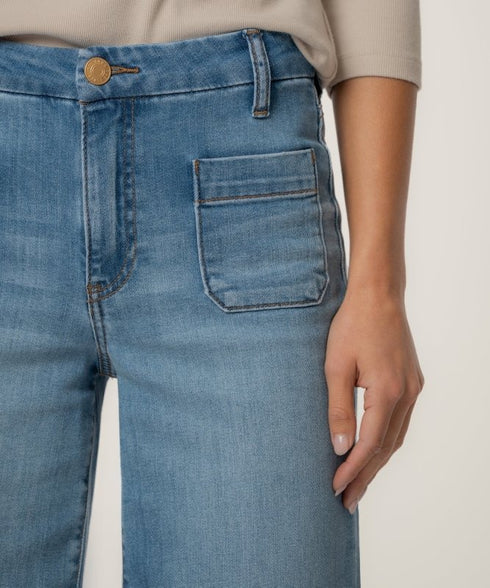 Meg High Rise Wide Leg With Patch - KUT - Totally W/ Medium Base Wash