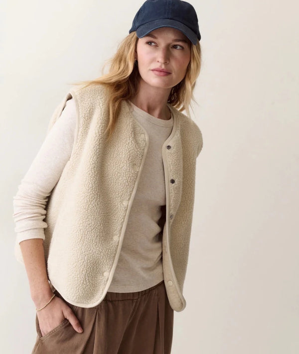 Mila Reversible Sherpa Vest - Marine Layer - Oatmeal