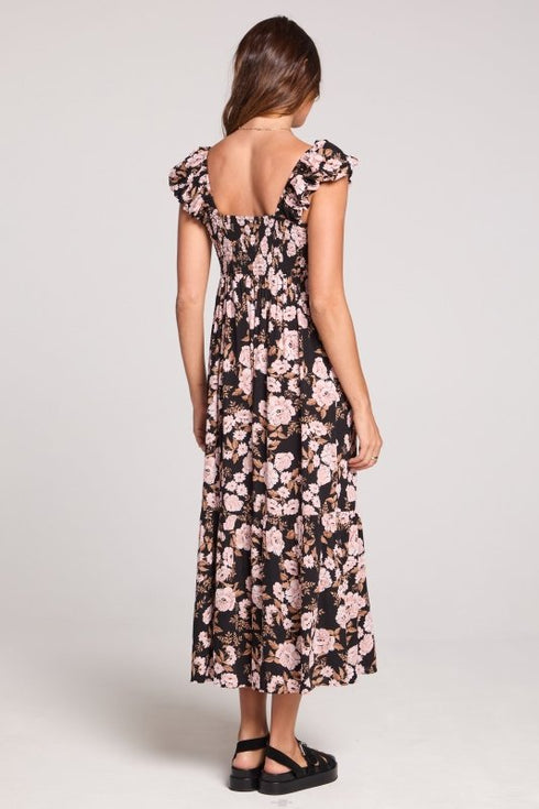 Nandi Maxi Dress - Saltwater Luxe - Black and Pink Floral