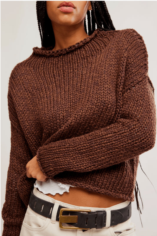 Opal Rollneck Knit Sweater - Free People - Chicory Coffee