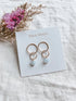 Open Heart Earrings - Milk Moon - Gold Aquamarine