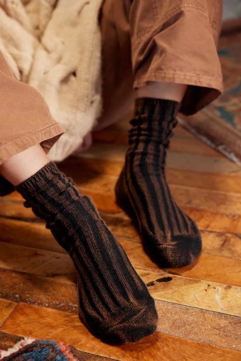 Overdyed Trouser Socks - Free People - Tobacco