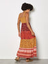 Patchwork Floral Paisley Maxi Dress - Apricot - Orange Multi