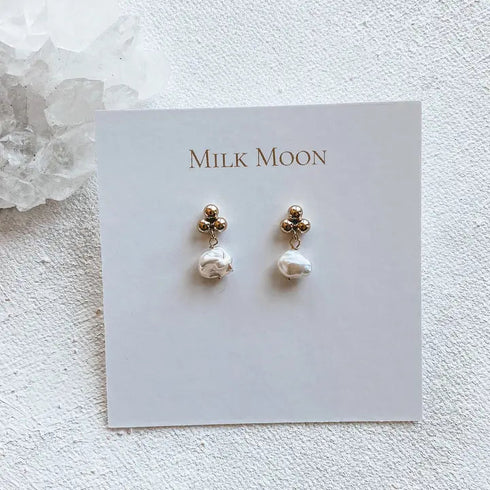 Pearl Dot Studs - Milk Moon - Pearl