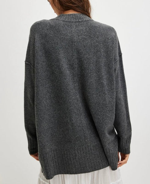 Phoebe Pullover - Free People - Dark Heather Grey