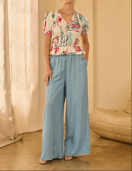 Picasso Peplum Top - Fred & Co. - White - Red