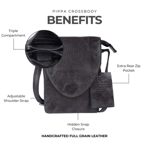 Pippa Leather Crossbody Bag - Latico - Camel