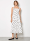 Polka Dot A - Line Midi - Apricot - Black and White