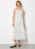 Polka Dot A - Line Midi - Apricot - Black and White