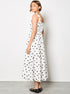 Polka Dot A - Line Midi - Apricot - Black and White