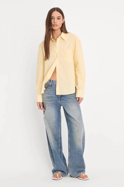 Poplin Classic Boxy Shirt - Good American - Butterbeam Stripe