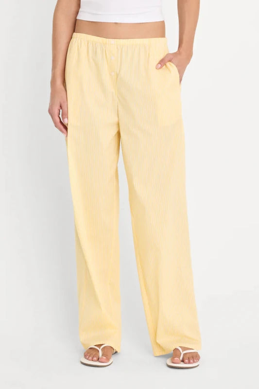 Poplin Lace Trimmed Pull On Pants - Good American - Butterbeam Stripe
