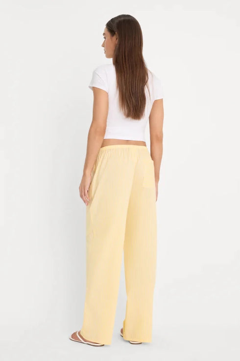 Poplin Lace Trimmed Pull On Pants - Good American - Butterbeam Stripe