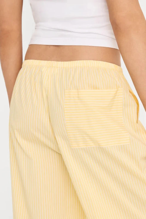 Poplin Lace Trimmed Pull On Pants - Good American - Butterbeam Stripe