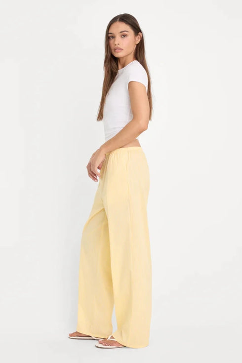 Poplin Lace Trimmed Pull On Pants - Good American - Butterbeam Stripe