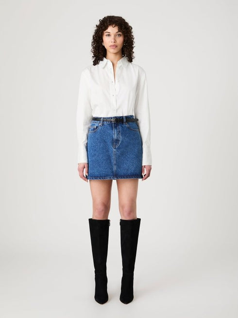 Poplin Oversized Button - Up - French Connection - Cream/Blue Stripe