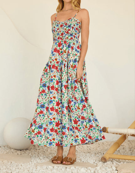 Poppy Print Maxi Dress - Fred & Co. - Blue - Red