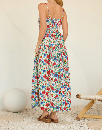 Poppy Print Maxi Dress - Fred & Co. - Blue - Red