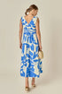 Print Ruched Midi Dress - English Factory - Blue Multi