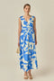 Print Ruched Midi Dress - English Factory - Blue Multi
