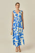 Print Ruched Midi Dress - English Factory - Blue Multi