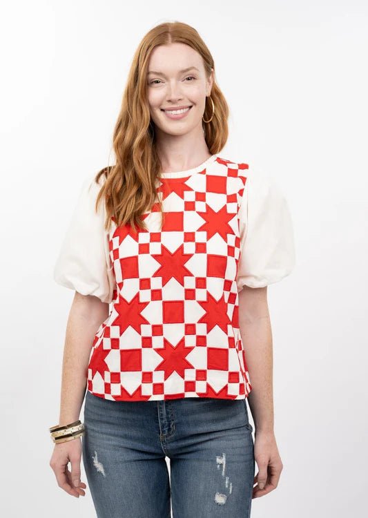 Quinn Quilted Top - Ivy Jane - Red/White