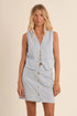 Railroad Stripe Denim Vest - Molly Bracken - Blue