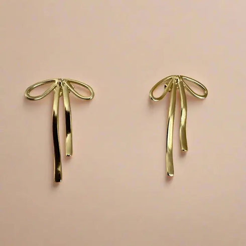Ribbon Bow Studs - Golden Hour Studio - Gold