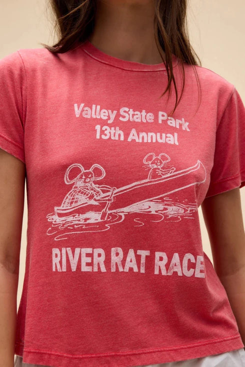River Rat Race Burnout Vintage Tee - Daydreamer - Deep Sea Coral