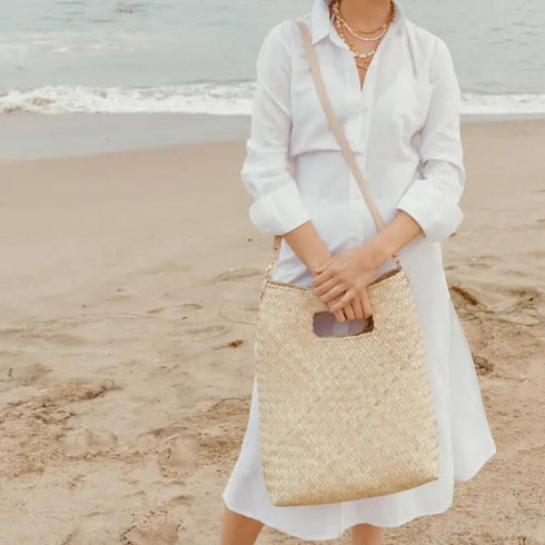 Salty Oversized Woven Straw Tote - Fred & Co. - Straw