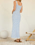 Sara Stripe Maxi Dress - Fred & Co. - White - Blue
