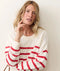 Seabreeze Crewneck Sweater - Marine Layer - White & Red Stripe