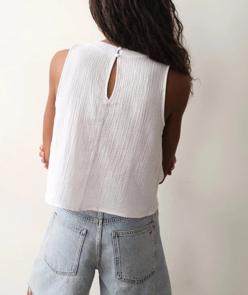Serena High Neck Tank - Marine Layer - White