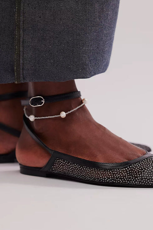 Sheer Glitter Jules Flats - Free People - Black