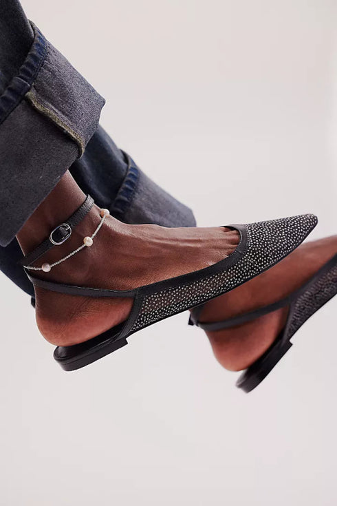Sheer Glitter Jules Flats - Free People - Black