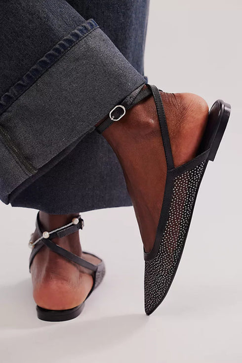 Sheer Glitter Jules Flats - Free People - Black