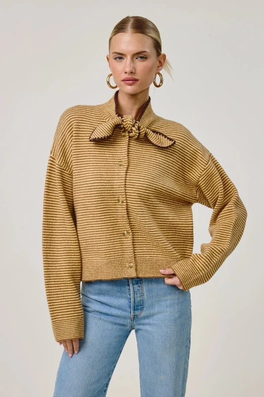 Sienna Bow Cardigan - Fred & Co. - Amber/Brown